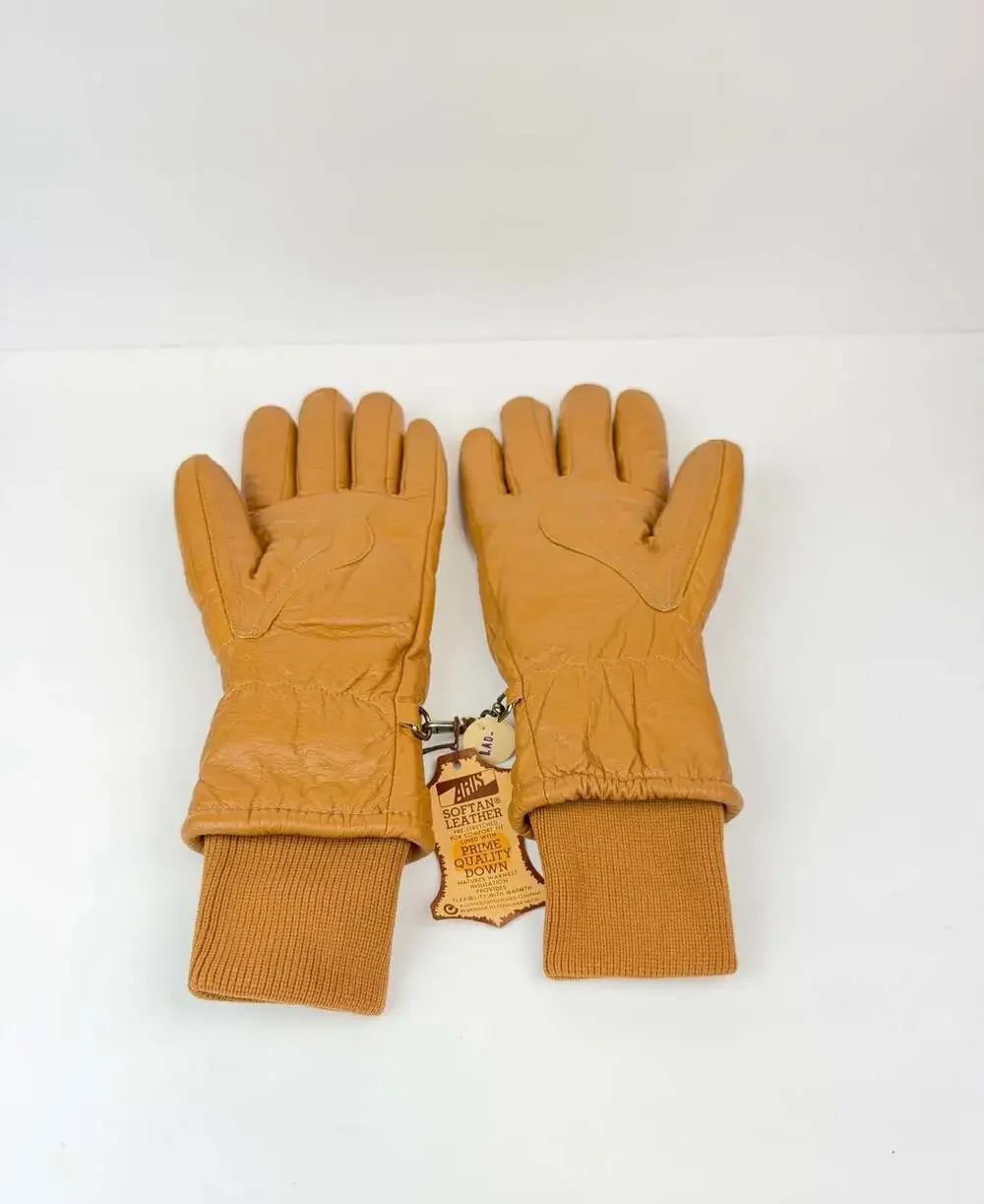 Aris Softan Leather Winter Gloves Prime Quality Down Insulation Mustard Gold